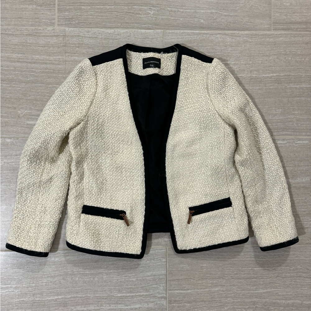 Club Monaco Black and Cream Women's Jacket